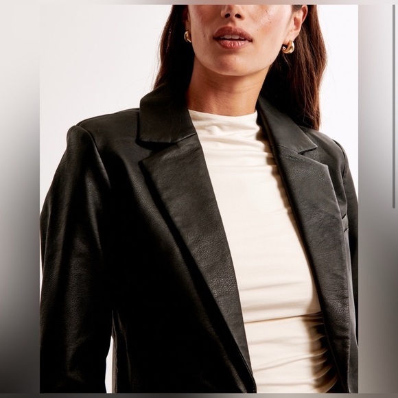 Abercrombie & Fitch Vegan Leather Black Blazer Jacket • Small • NWT - Picture 8 of 12
